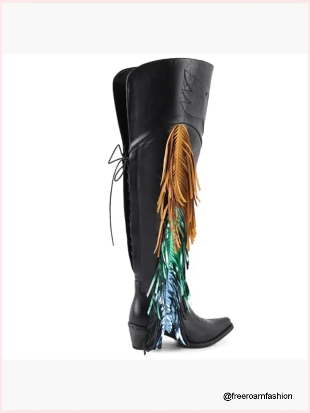 Knee High Faux Fur Lined Winter Boots with Pointed Toe and Block Heel